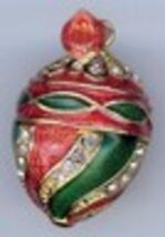 Russische Faberge Kunst Ei Anhänger Von Rot,Grün Und Gold Wirbel W / Kla... - $30.43