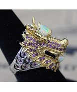 Aunt Nadiene Thai Vermeil Fire Opal Emerald, Almandine Garnet Dragon Rin... - £176.20 GBP
