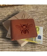 Bee Gifts Personalized Custom Leather Wallet Beekeeper Gift Engraved Mens Wallet - $45.00