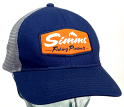 SIMMS Fishing Products Hat-Grey Blue Orange-Fish Logo-Snapback-Mesh - $28.05