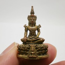 Thai mini brass amulet lord Buddha blessing peaceful life good luck wealth bring - £23.48 GBP