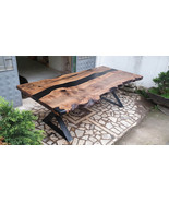 Black river epoxy dining table, live edge wooden table epoxy resin offic... - £317.49 GBP+