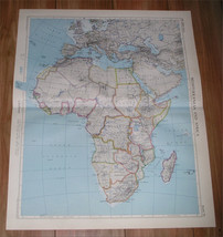 1956 Vintage Map Of Africa / British French Belgian Colonies / Tanganyika Egypt - £28.06 GBP