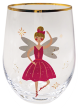 Sugar Plum Fairy 25222 Nutcracker Ballet Stemless Wine Glass Clear Gold Rim - $364.29 MXN