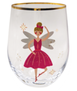 Sugar Plum Fairy 25222 Nutcracker Ballet Stemless Wine Glass Clear Gold Rim - €17,00 EUR