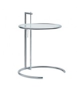 Side End Table Silver Chromed Steel Tempered Glass Top Adjust Ht Eilee-n... - $189.96