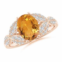 ANGARA Citrine and Diamond Trillium Petal Flower Ring for Women in 14K Gold - £672.45 GBP