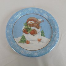 Set of 4 Snack Plates Luncheon Napkins Blue Snowman Winter Christmas Tar... - £11.42 GBP