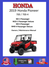 2019 Honda Pioneer 700 / 700-4 SXS Owners / Maintenance Manual - $12.95