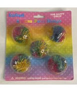 Vintage Lisa Frank 5 Pom Pom Rings For Happy Girls Toy in Package 1990s - £38.93 GBP