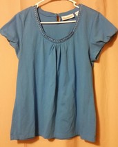Chadwick&#39;s - Blue Cap Sleeve Top. Scoop Neck Size Large.  B15/ - £7.79 GBP