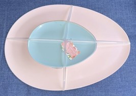 Pastel Easter Egg Shaped Serving Tray &amp; 4 Salad Dessert Plates Melamine New - £24.03 GBP