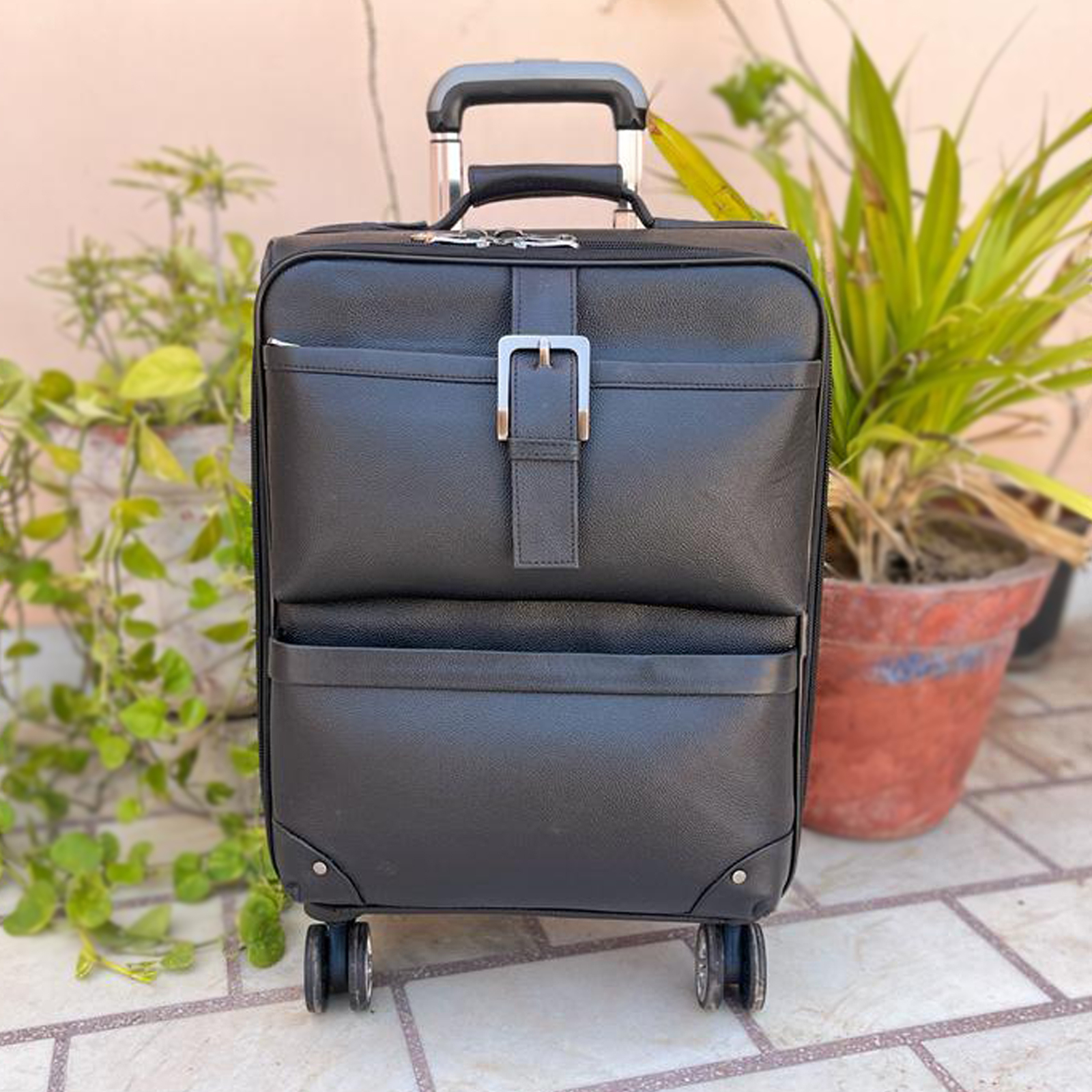 Primary image for Genuine Leather Trolley Bag Airport Cabin Bag Leather Weekender Leather Luggage 