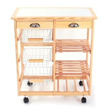 Farmhouse Kitchen Cart 2-Drawer Removable Storage Racks - £95.54 GBP