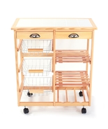 Farmhouse Kitchen Cart 2-Drawer Removable Storage Racks - £97.50 GBP