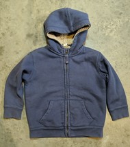Land&#39;s End Kids Blue Sherpa Lined Hooded Jacket Size 4T Zip Front Pockets - £14.66 GBP