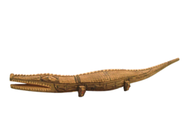 Vintage Small Brown Hand Carved Wooden Crocodile Collectible 3 Dimension... - $28.82