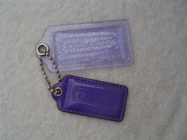 AUTHENTIC COACH PURPLE PLASTIC AND PURPLE PATENT LEATHER HANG TAG  EUC - £16.01 GBP