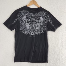 Express Black T-shirt Gray Lion Angel Wing Swirl Design Medium - £11.61 GBP