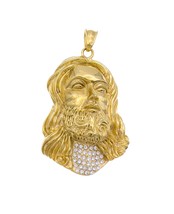 Jesus Head Pendant CZ Gold Stainless Steel Hip Hop Jewelry G5 - £10.31 GBP