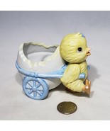 VTG Yellow Chick Pulling Cracked Egg Wagon Matte Ceramic Planter Figurin... - $15.95