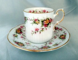 ELIZABETHAN Pink/Yellow Floral &quot;Caprice&quot; Pattern Demitasse Cup &amp; Saucer Set - £27.40 GBP