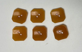 Lot 6 Yellow Square Bakelite Buttons - £13.66 GBP