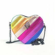 New In Heart Shape Rainbow Lady Patchwork Handbag Icon Eagle Metal Logo Metallic - £52.86 GBP