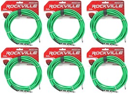 6 Rockville RCGT20G 20&#39; 1/4&quot; TS to 1/4&#39;&#39; TS Guitar/Instrument Cable - £86.04 GBP