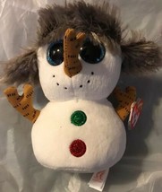 Ty BUTTONS Snowman 6&quot; Christmas Beanie Boo New 2018 MWMT Furry Red Spark... - $14.99