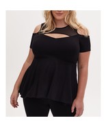 Torrid Mesh Yoke Peplum Top Deep Black 6 / 6X - $47.86 CAD