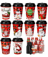 Suttmin 200 Pcs Christmas Disposable Coffee Cups with Lids Insulated Dis... - £46.47 GBP