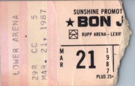 Bon Jovi Dérapage Rangée Ticket Stub March 21 1987 Lexington Kentucky - £35.46 GBP