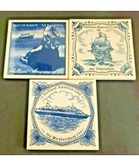 Art Tiles Holland America Line Dutch Cruise Line Travel Coasters Set Of 3 - $25.64 CAD