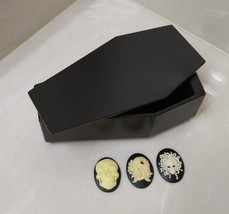 Black Coffin Trinket Storage Box with Choice of Skull Embellishments - £19.91 GBP