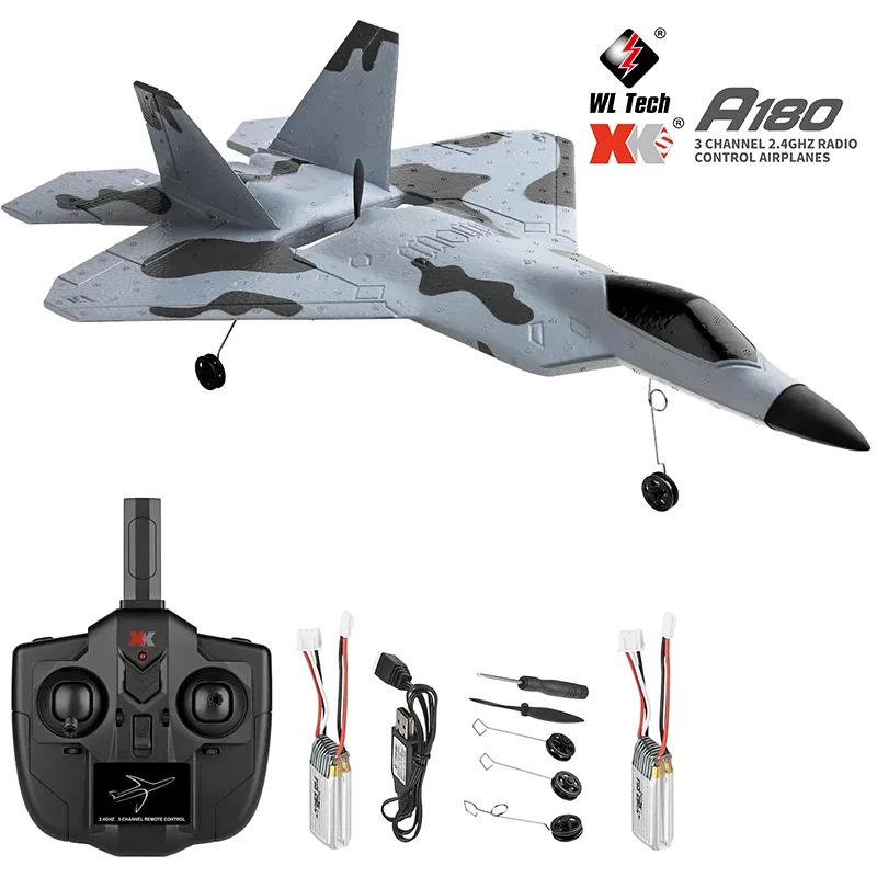 Wltoys Xk 2.4G RC Plane Remote A180 F22 3CH 3D/6G System Airplane EPP Drone - $107.57