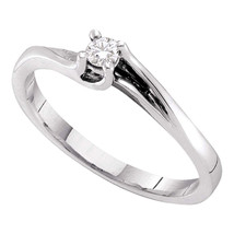 14k White Gold Womens Round Diamond Solitaire Promise Bridal Ring 1/10 Cttw - £207.23 GBP