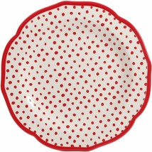 Four (4) Pioneer Woman ~ Red ~ Retro Polka Dot ~ 10.5&quot; Dinner Plate ~ Stoneware - £47.83 GBP