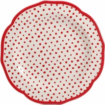 Four (4) Pioneer Woman ~ Red ~ Retro Polka Dot ~ 10.5&quot; Dinner Plate ~ Stoneware - £46.81 GBP