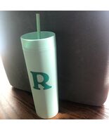 Modern Expressions GREEN  Tumbler With Straw 20oz - Letter R NEW - $12.28 CAD