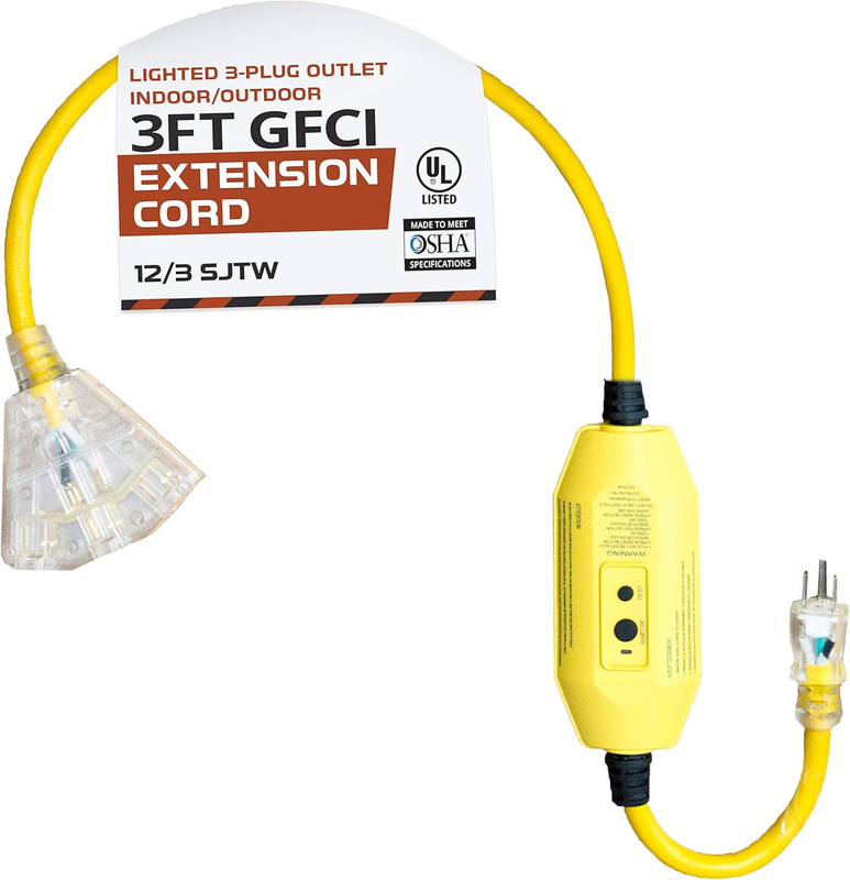 3 Foot Lighted Outdoor GFCI Extension Cord with 3 Electrical P - $70.28