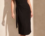 Tribal Textured Short-Sleeve Midi Dress With Front Tie Black - $58.00