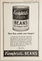 1921 Print Ad Campbell&#39;s Pork and Beans 15 cents a Can Satisfy Your Hunger - £15.38 GBP