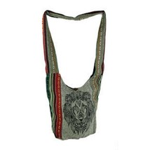 Tribal Lion Head Cotton Tote Striped Boho Crossbody Bag Purse Button Enc... - £15.56 GBP