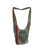 Tribal Lion Head Cotton Tote Striped Boho Crossbody Bag Purse Button Enc... - £15.52 GBP