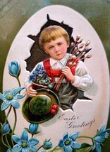 Easter Postcard Fantasy Irish Boy Inside Cracked Egg PFB 6727 Germany 1910 - £14.14 GBP