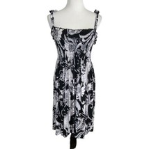 Black Sun Dress Size L-XL Black Floral Cover up Elastic Tie Straps Casua... - £16.10 GBP