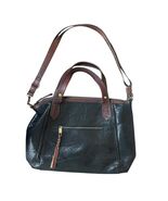 BORN Black Leather Brown Trim Satchel Handbag Purse Double &amp; Long Handle... - $1,092.69 MXN