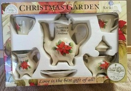 Lily Creek Christmas Garden Tea Set Poinsettia In Box FREE SHIPPING - $39.59