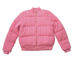 NWT LoveShackFancy Andora Bomber in Powder Blush Pink Cable Knit Jacket ... - £139.99 GBP